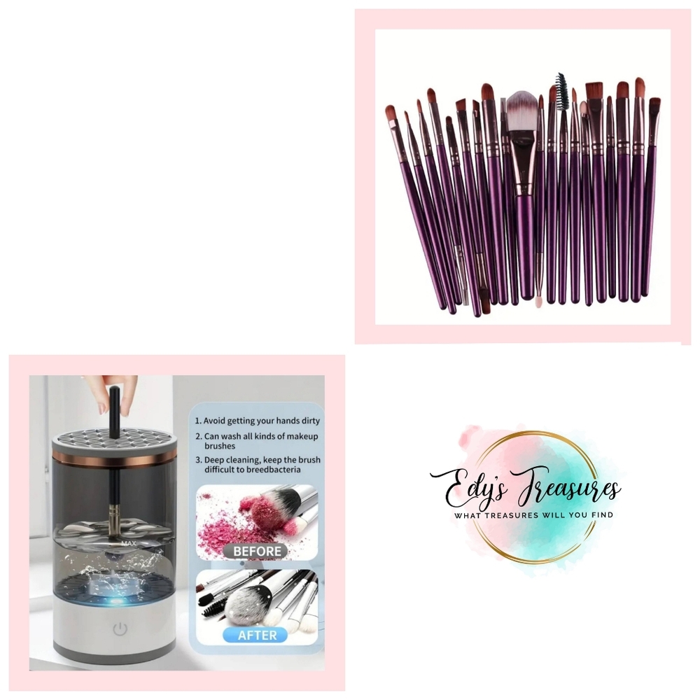 Electric Makeup Brush Cleaner Machine with 13-Piece Brush Set Bundle NEW